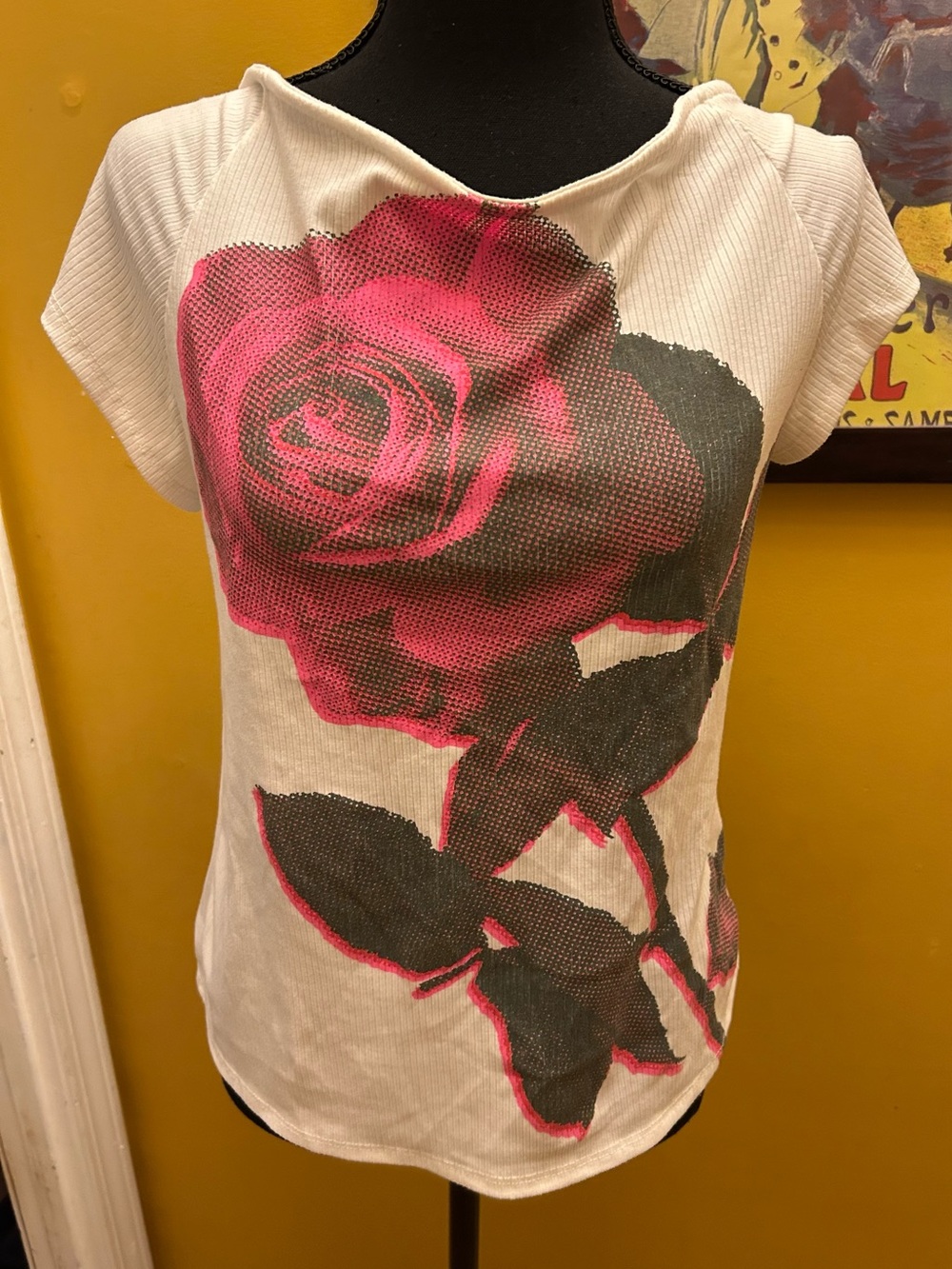 Urban Outfitters Digital Rose Open Back Ribbed Tee Size XXXL